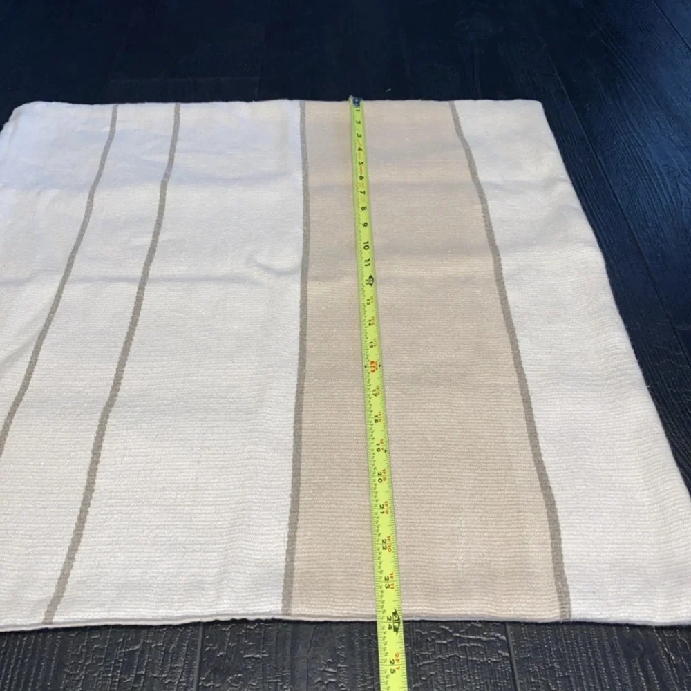 Pottery Barn 24x24‎ Pillow Cover Cotton Linen Beige Tan Cream Striped